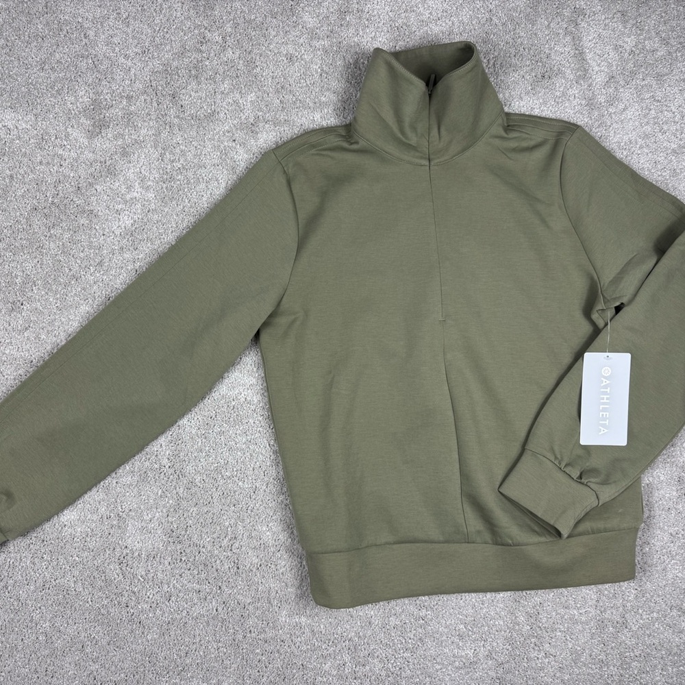 Athleta Allure‎ 1/4 Zip Olive Green Sweatshirt Women’s Size XS NWT